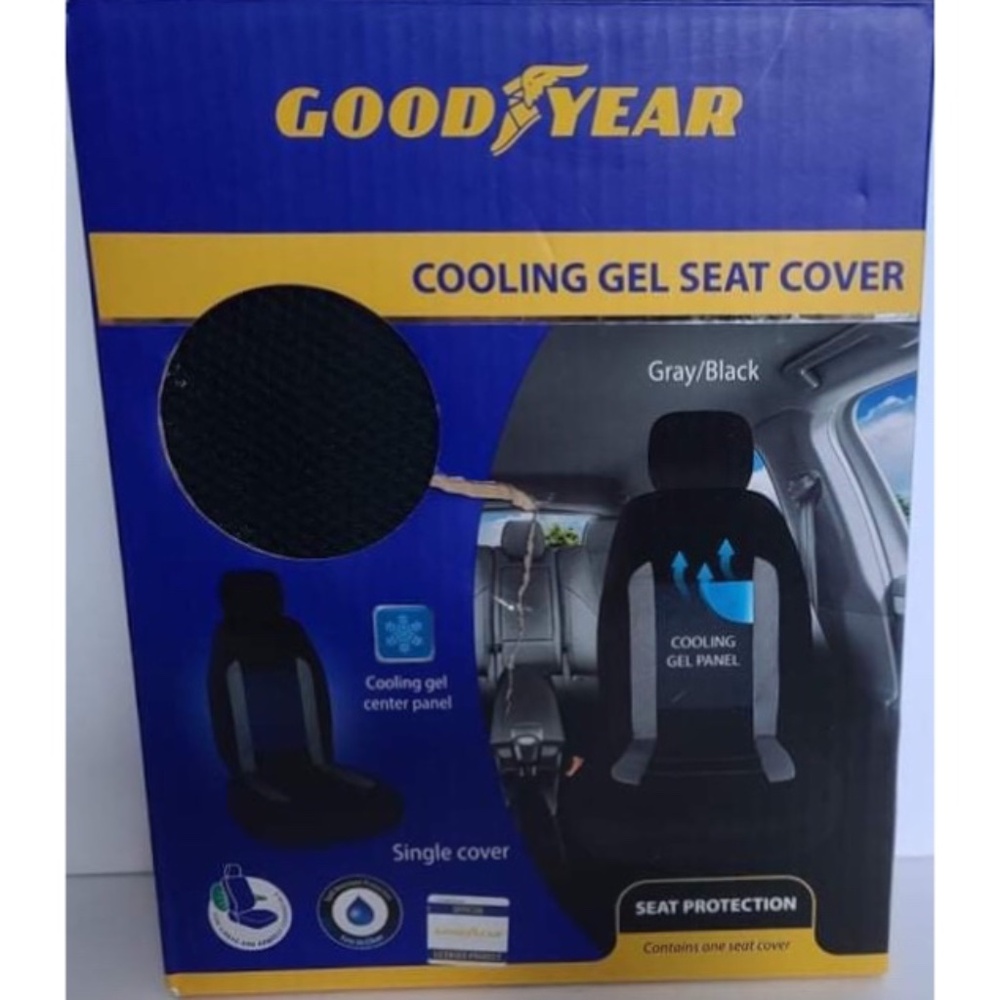 Good Year cooling gel single slip on cushion seat cover gray black NEW